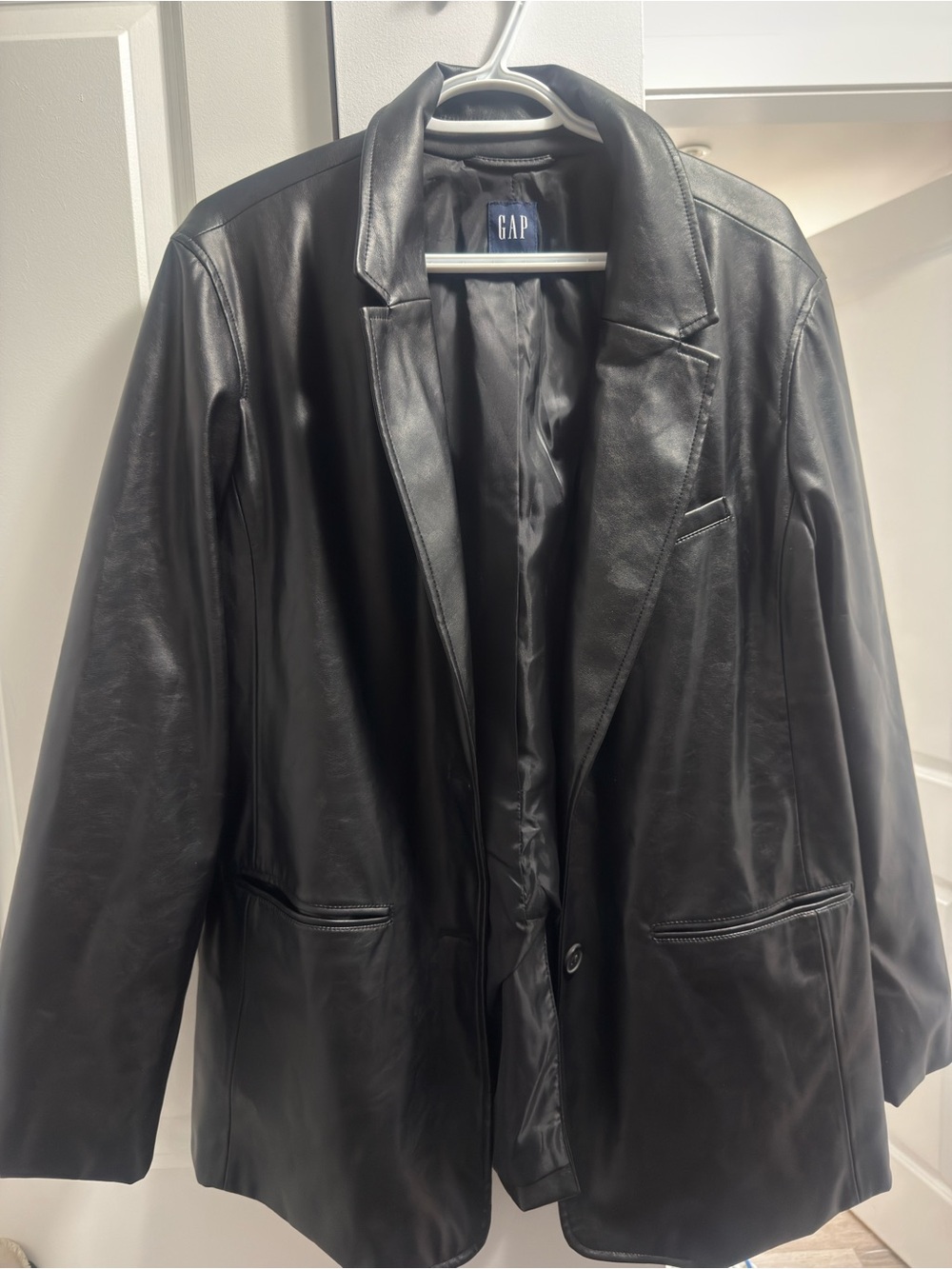 GAP Black Leather Blazer-Style Jacket